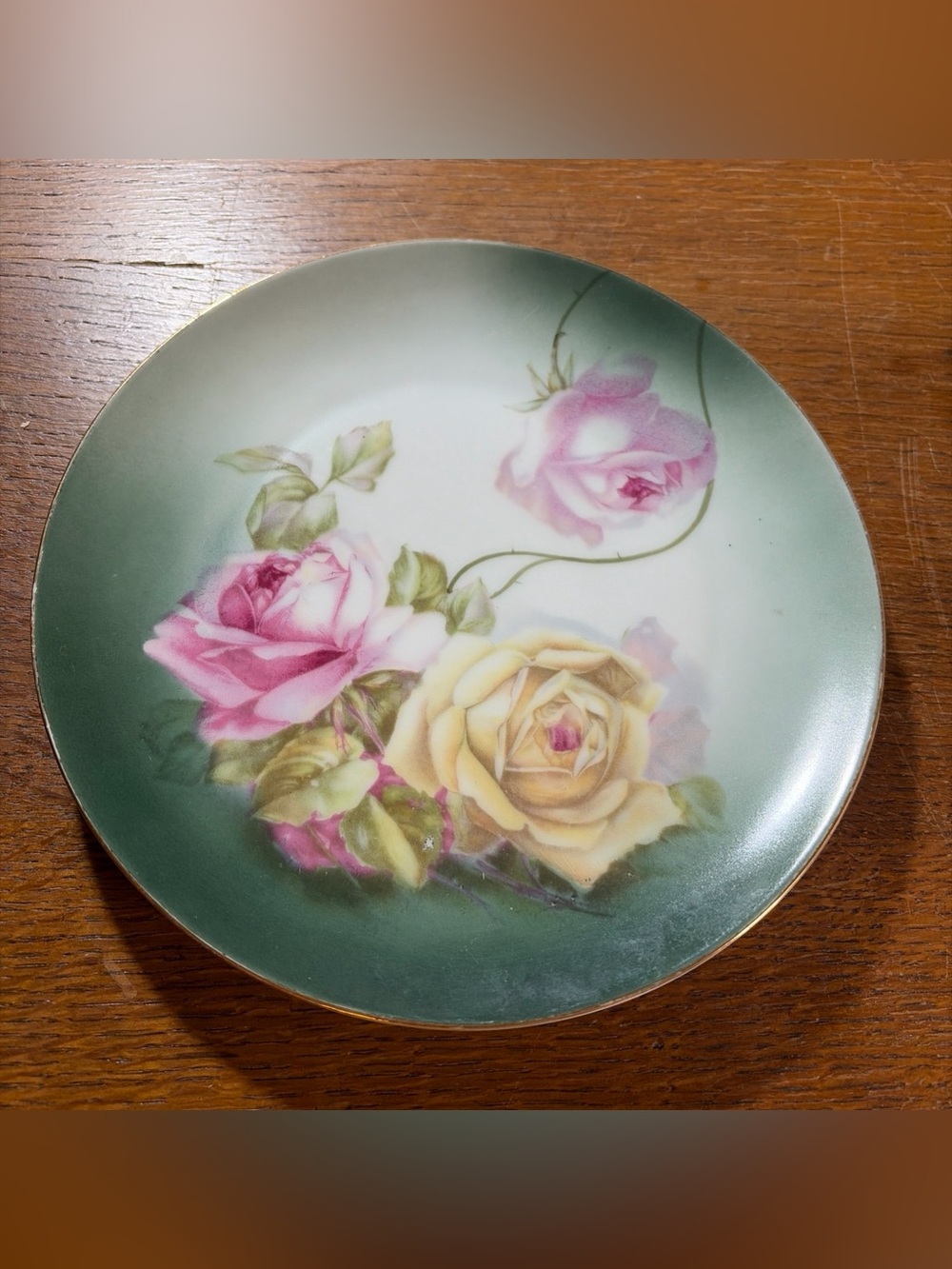 Antique Z.S. & Co. Bavaria Germany 8” Cabinet Plate Pink And Yellow Roses